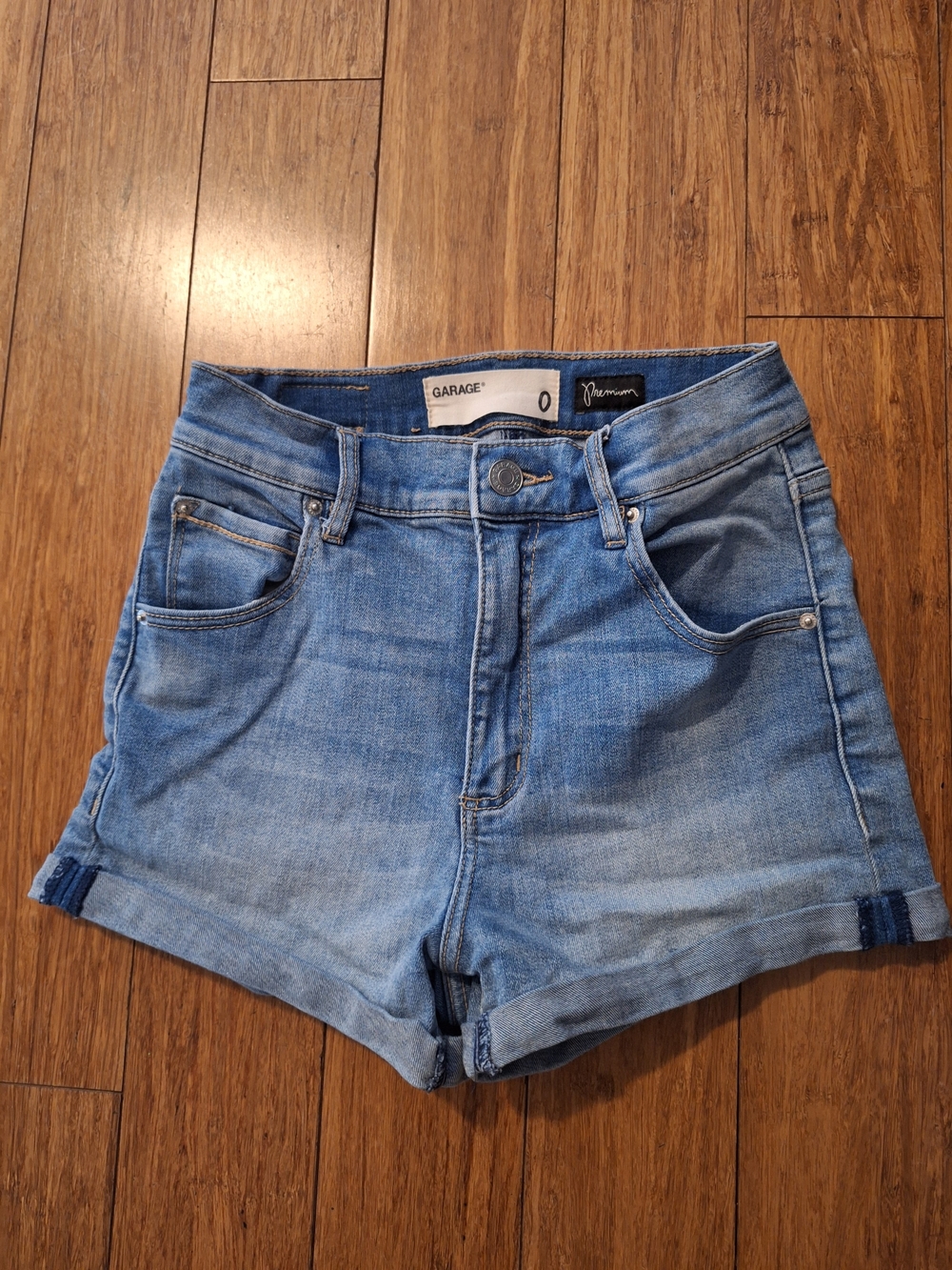 Garage Light Blue Rolled Hem Denim Shorts